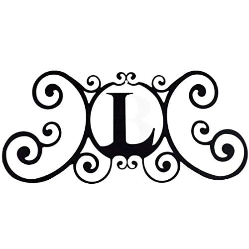 Wrought Iron Metal Scrolled Monogram Initial Letter Family House Plaque Decor